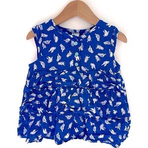 $4 💥 Birds Kissing! Tiered Ruffle Summer Top, Sleeveless Baby Girl Mini Dress